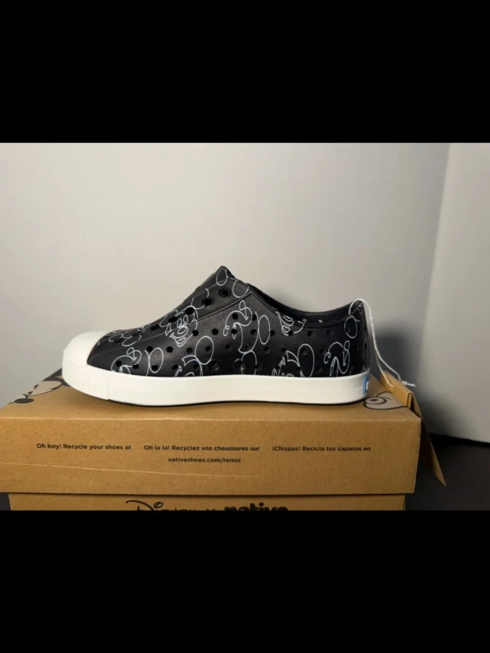 Native Jefferson Print Shoes Black/White/Mickey Doodle Little Kids/Toddler C11